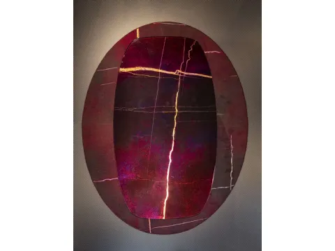 Tavolo ovale in cristallo stampato effetto marmo King 02 di Migliorino