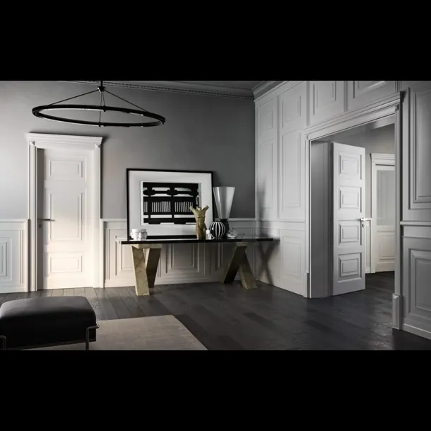 Boiserie Bugnata in laccato Bianco pantografata di Garofoli