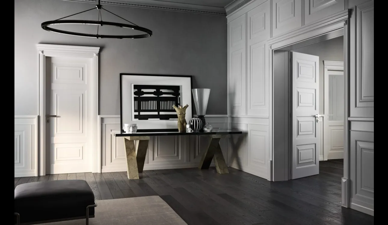 Boiserie Bugnata in laccato Bianco pantografata di Garofoli