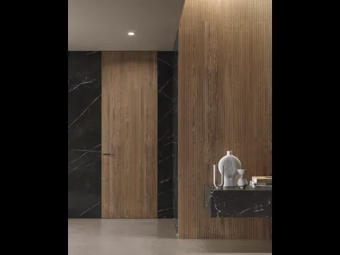 Boiserie Onda verticale in finitura Rovere Terra di Garofoli