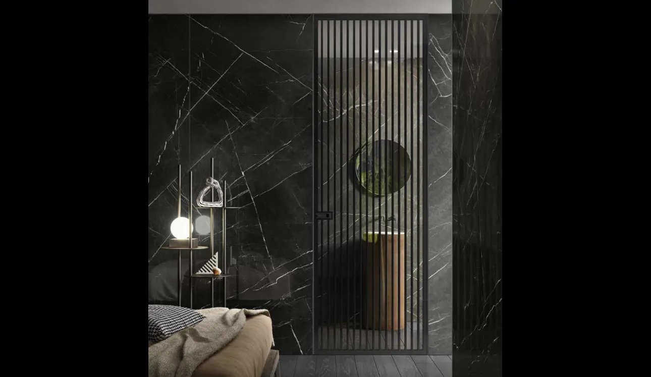 Boiserie Vetro effetto Marmo Nero di Garofoli