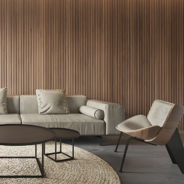 Boiserie di pannelli fresati per interni in legno naturale Moove Oak Natural di Déco
