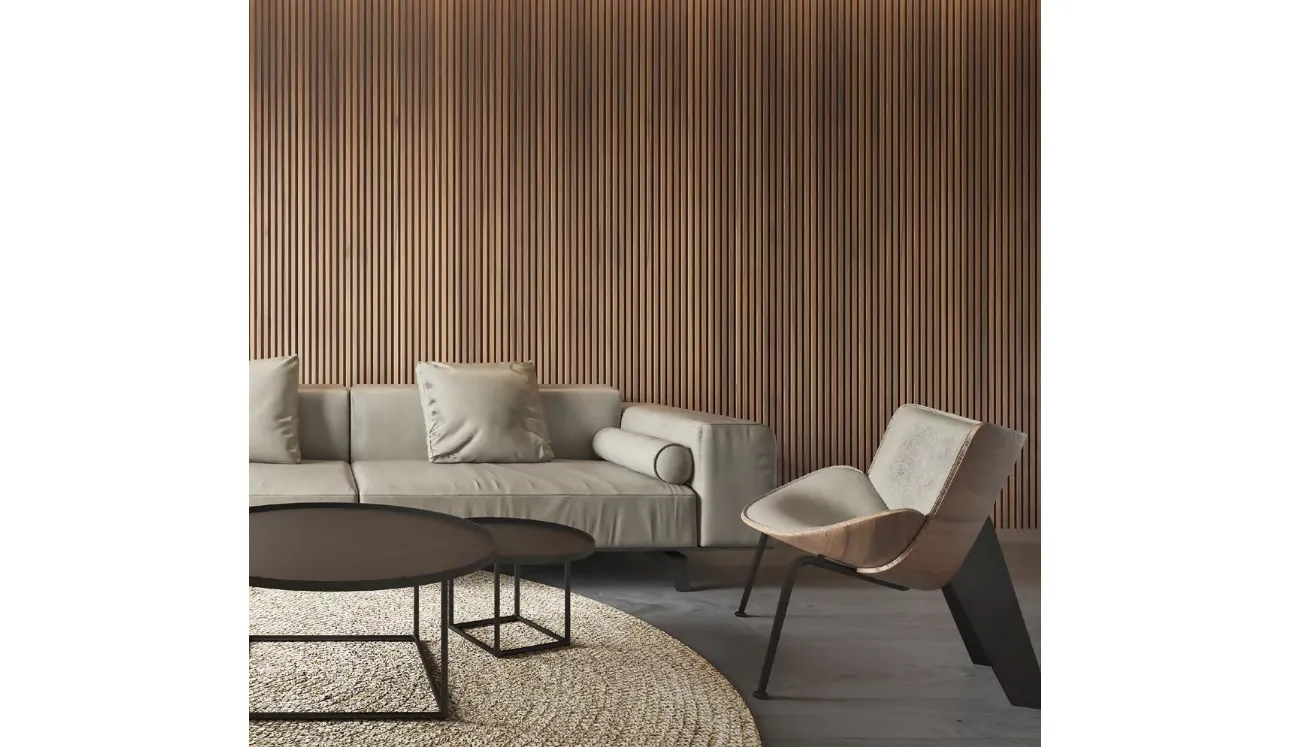 Boiserie di pannelli fresati per interni in legno naturale Moove Oak Natural di Déco