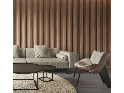 Boiserie di pannelli fresati per interni in legno naturale Moove Oak Natural di Déco