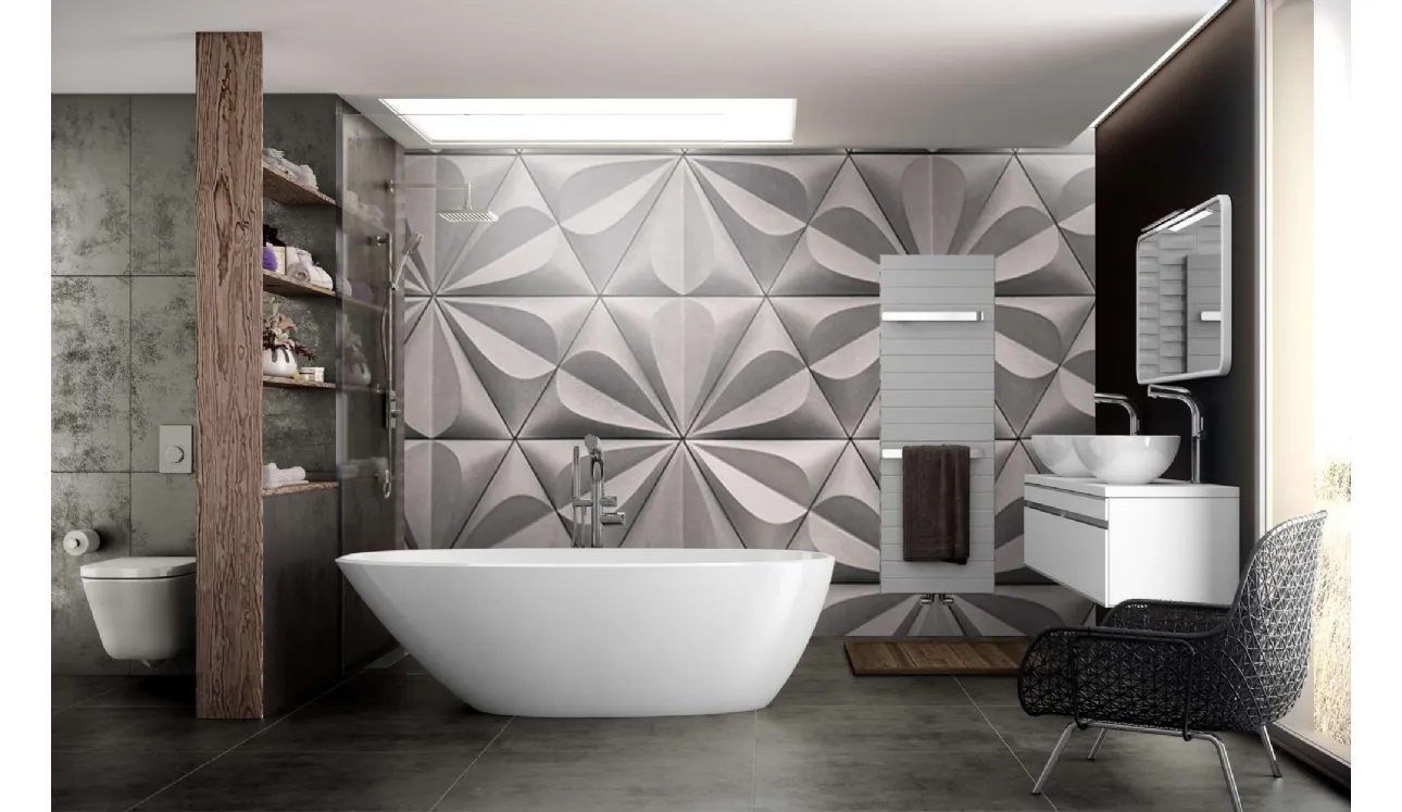 Carta da parati geometrica con effetto 3D Patch1 di Migliorino