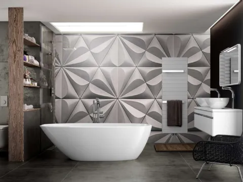 Carta da parati geometrica con effetto 3D Patch1 di Migliorino