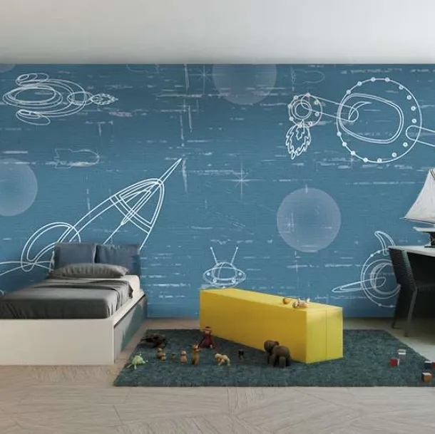 Carta da parati per camerette con missili nello spazio Space di Migliorino