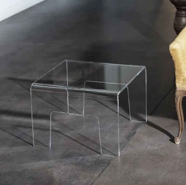 Tavolino in cristallo acrilico Air quadrato di Vesta