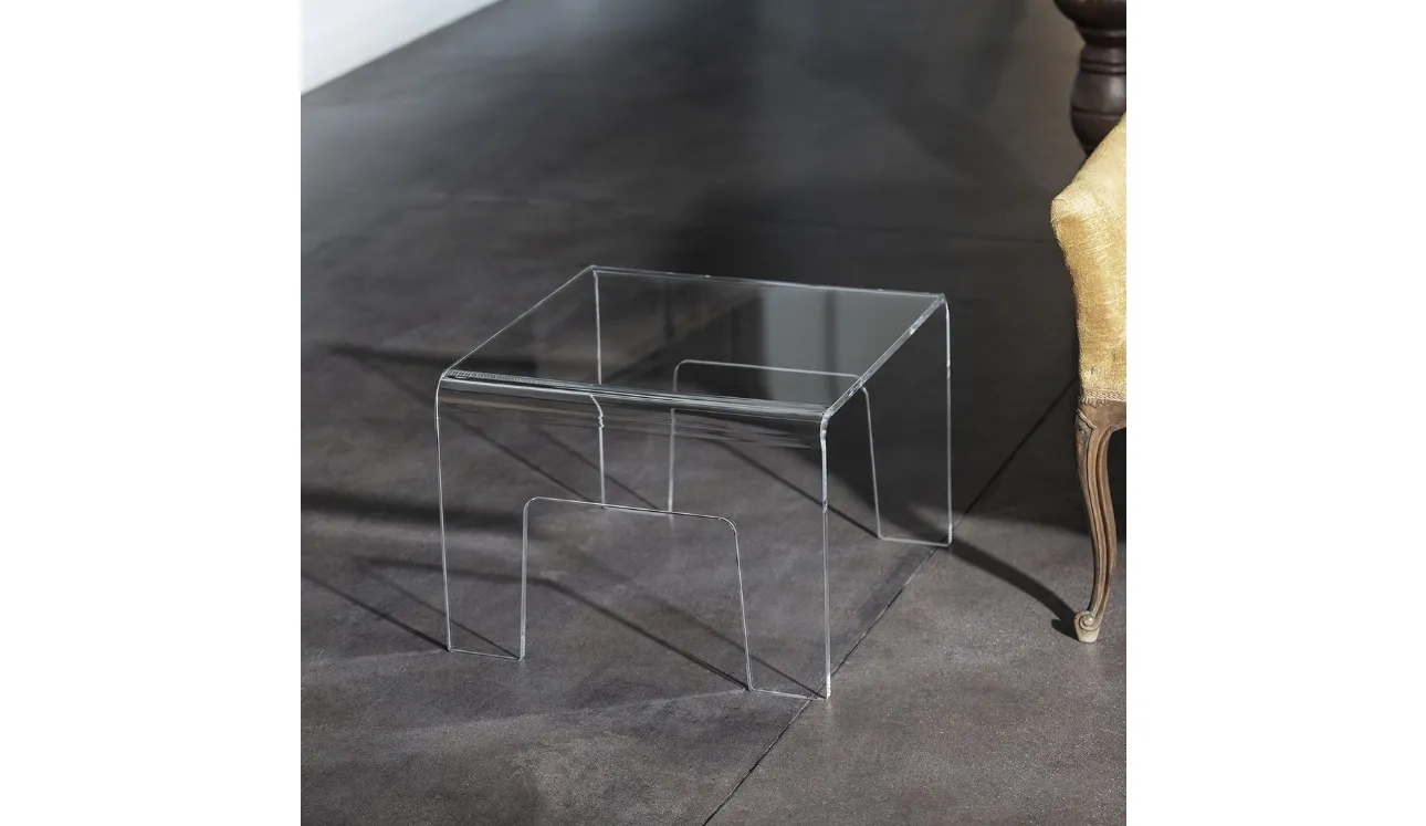Tavolino in cristallo acrilico Air quadrato di Vesta