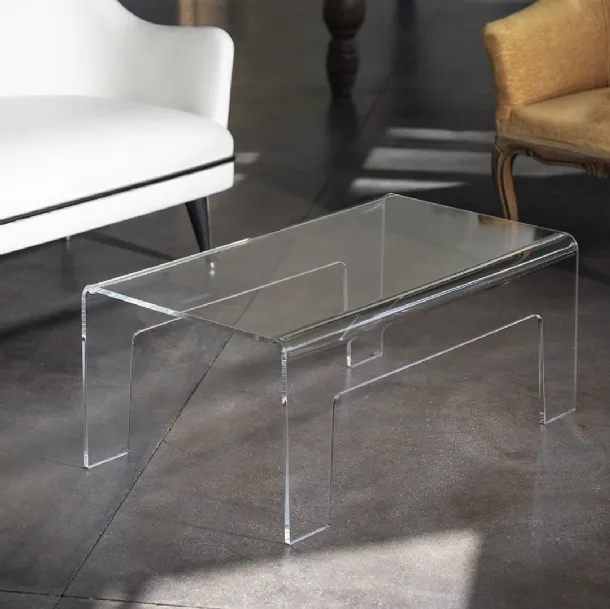 Tavolino in cristallo acrilico Air rettangolare di Vesta