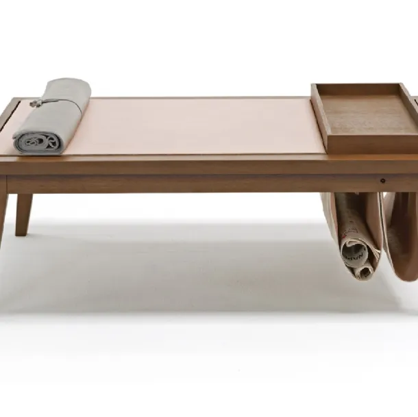 Tavolino multifunzionale in legno con top in pelle Bergen di Egoitaliano