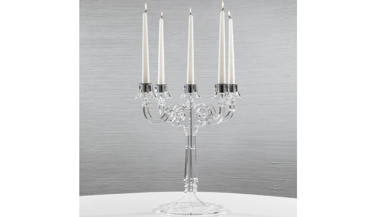 Candelabro Liberty da tavolo in cristallo acrilico di Vesta