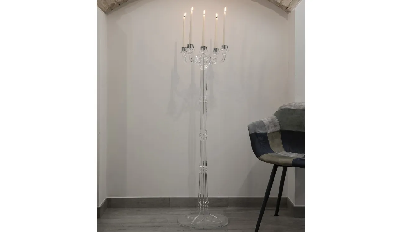 Candelabro Liberty da terra in cristallo acrilico di Vesta