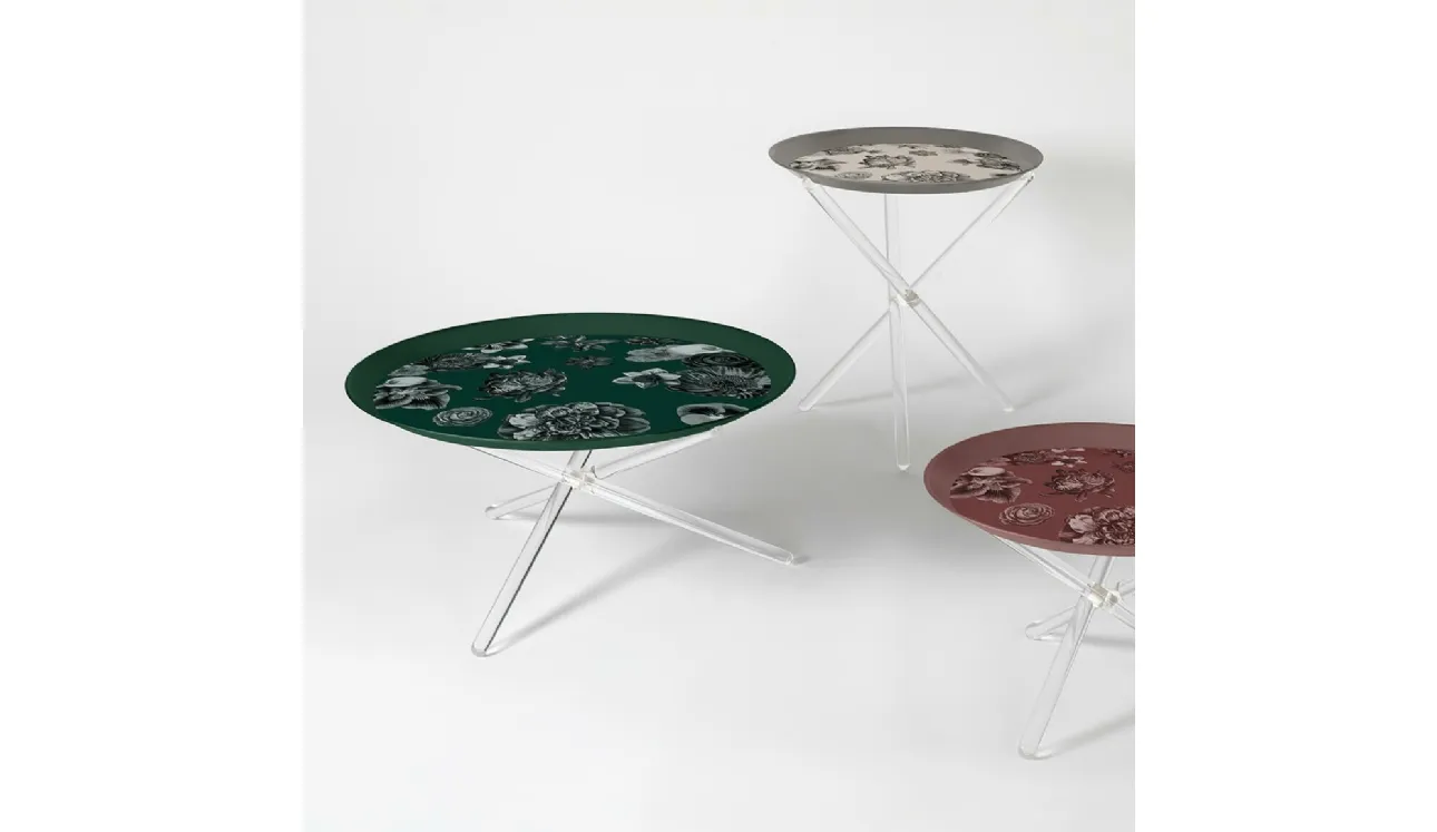 Tavolino in metallo verniciatoe gambe in plexiglass Marrakech di Vesta
