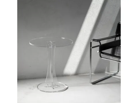 Tavolino rotondo in cristallo acrilico Sky di Vesta
