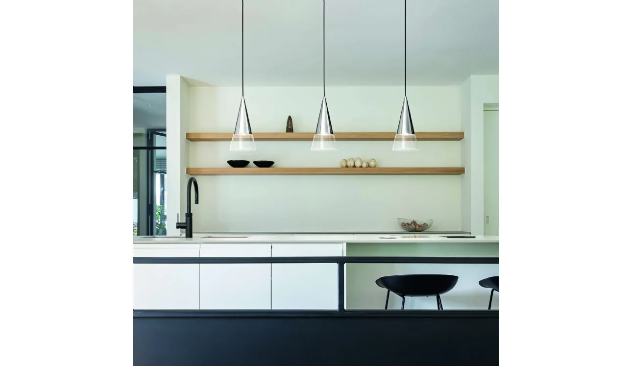 Lampada a sospensione Cono in metallo e vetro di Ideal Lux