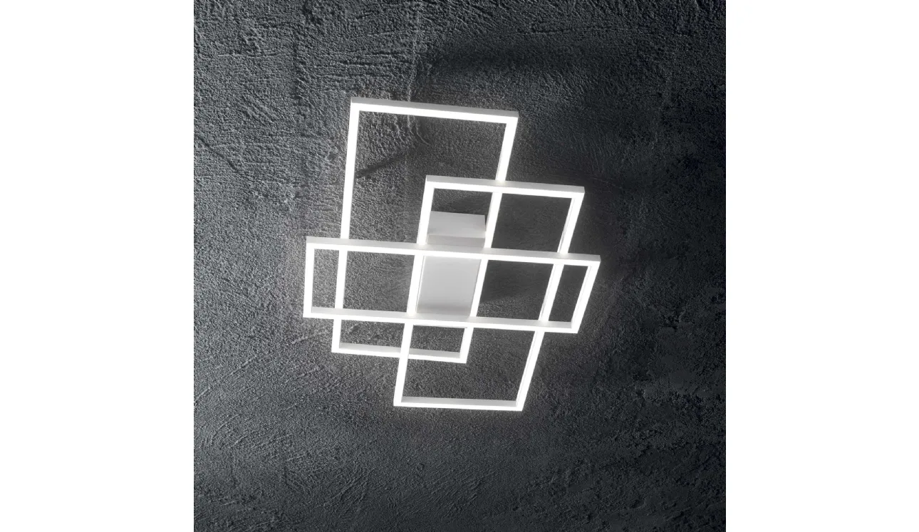 Lampada a soffitto Frame in metallo verniciato bianco opaco di Ideal Lux
