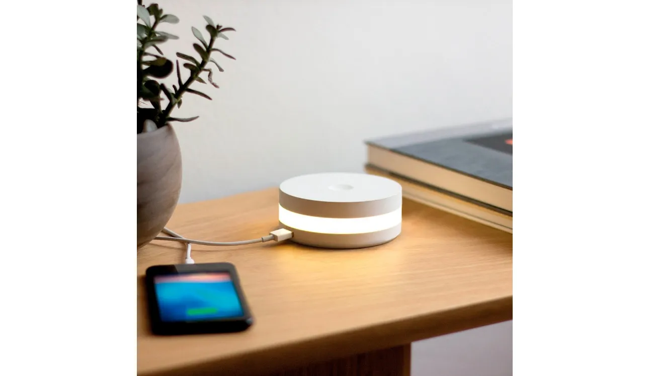 Lampada da tavolo con interruttore dimmer touch, dotata di 2 uscite Usb, My Eki Ring di Vesta