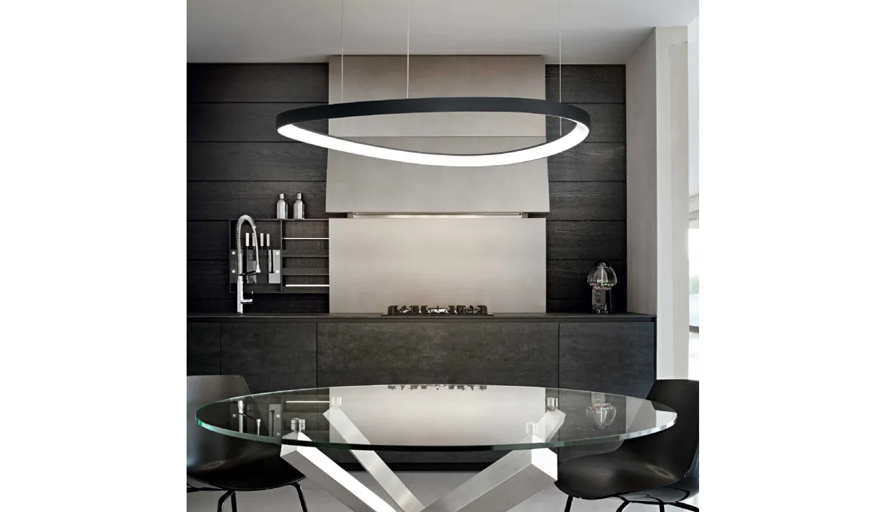 Lampada a sospensione Gemini in metallo con diffusore in policarbonato opale di Ideal Lux