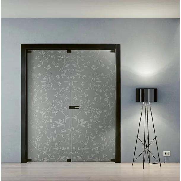 Porta per interni Alaska 3260 in vetro satinato sabbbiato con cornice in Rovere laccato di BiHome