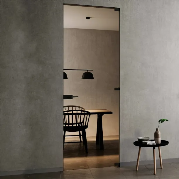 Porta Filomuro Battente in vetro Bronzo di BiHome