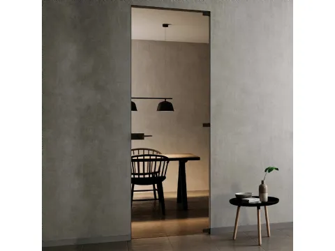 Porta Filomuro Battente in vetro Bronzo di BiHome
