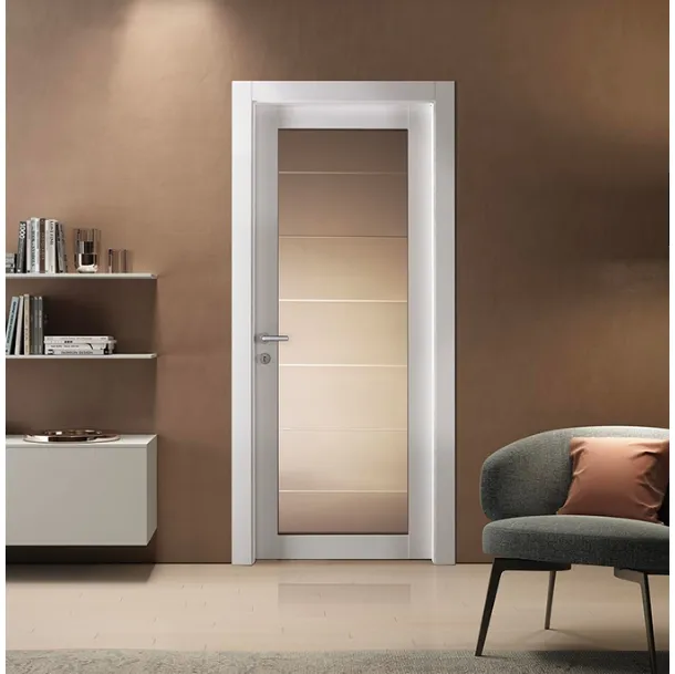 Porta per interni Grafite 301V Blank in vetro e laminato di BiHome