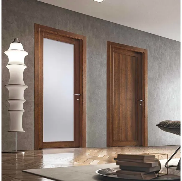 Porta per interni battente Trame 201V in laminato e vetro e 201P in laminato Noce Nazionale di BiHome