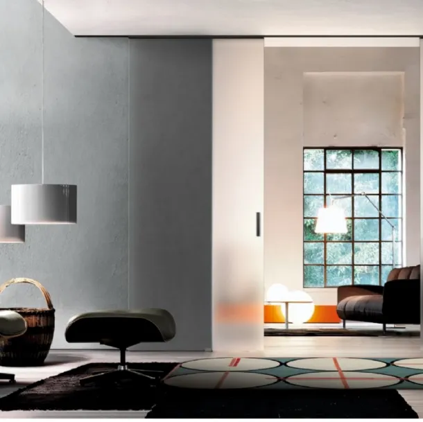 Porta per interni scorrevole esterno muro Glass Bianco Colorado in vetro e laccato di BiHome