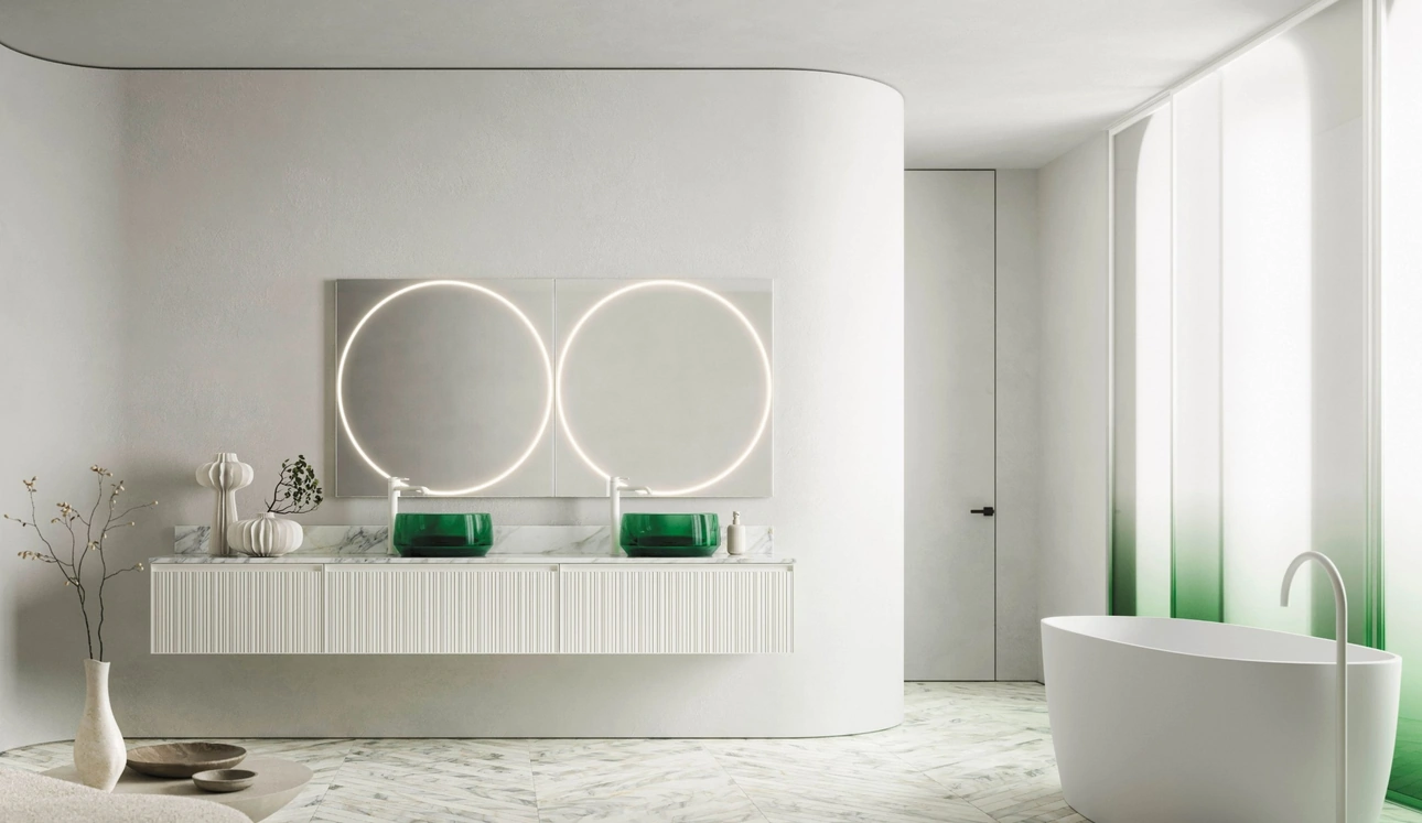 Mobile da Bagno sospeso Absolute 43 in vetro laccato di Arbi