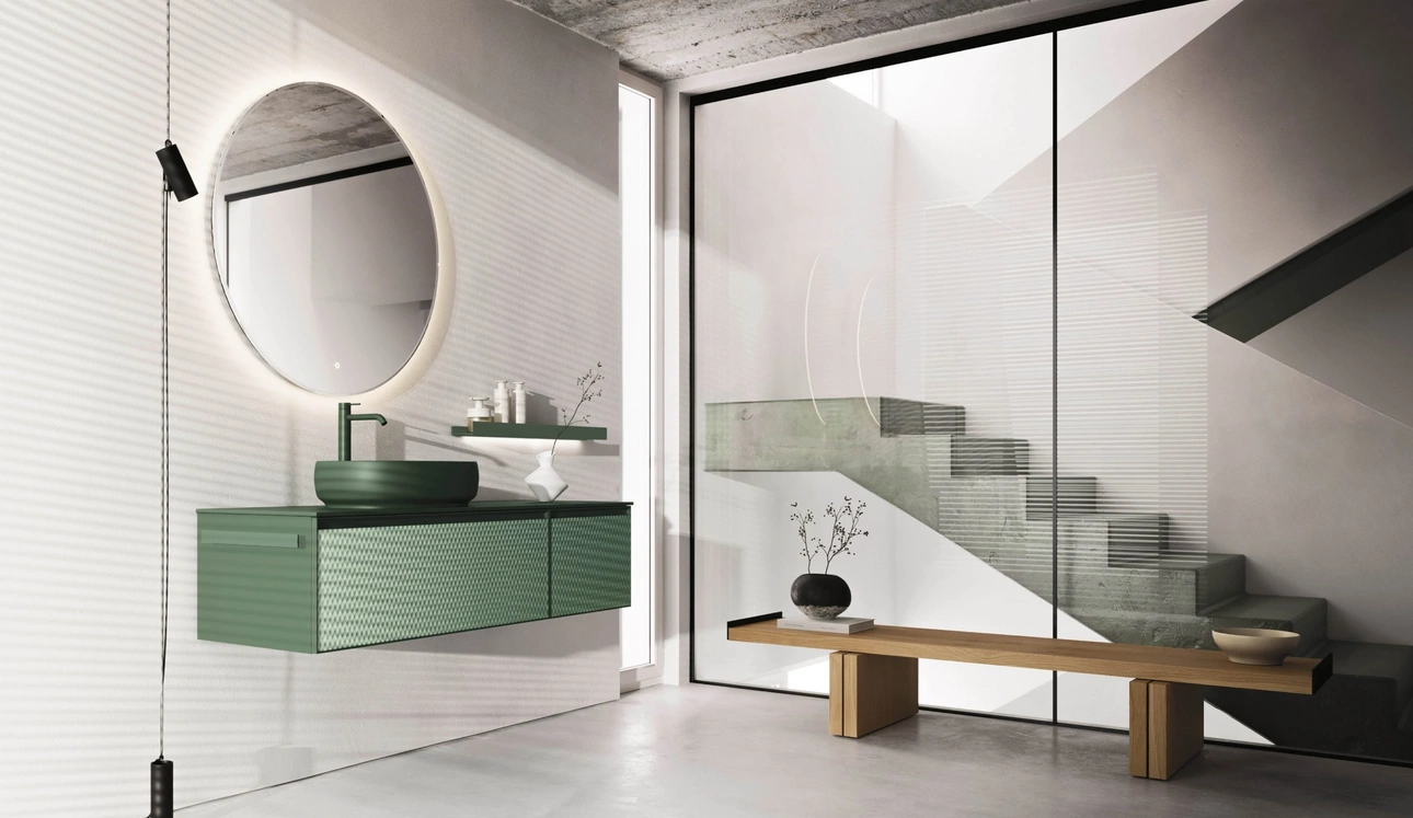 Mobile da Bagno sospeso Absolute 44 in laccato opaco Caleido 3D di Arbi