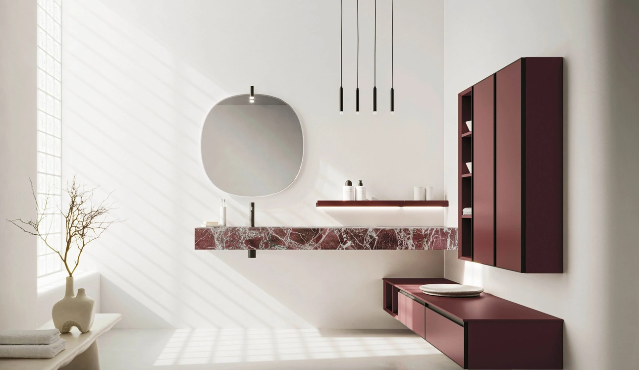 Mobile da Bagno sospeso Absolute 46 in laccato e marmo di Arbi