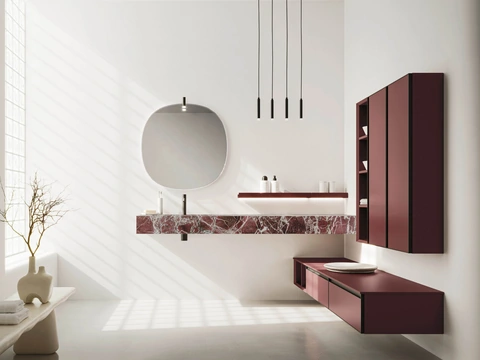 Mobile da Bagno sospeso Absolute 46 in laccato e marmo di Arbi