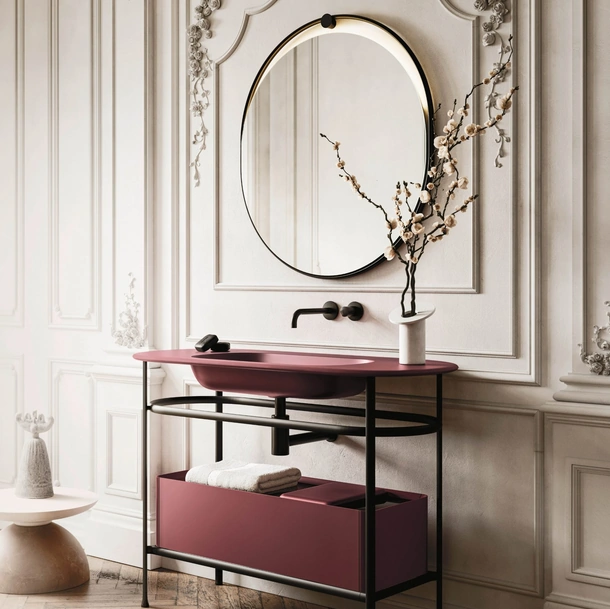 Mobile da Bagno sospeso Almond 02 in laccato opaco di Arbi