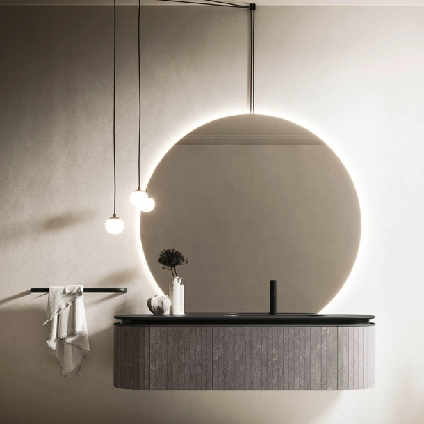 Mobile da Bagno sospeso Almond 08 in Laminam Burgundy di Arbi