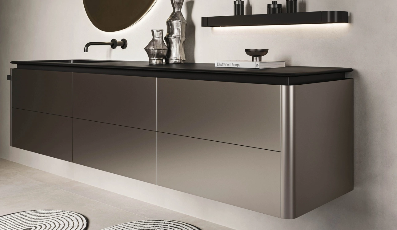 Mobile da Bagno sospeso Almond 09 in laccato Ghisa Metal di Arbi