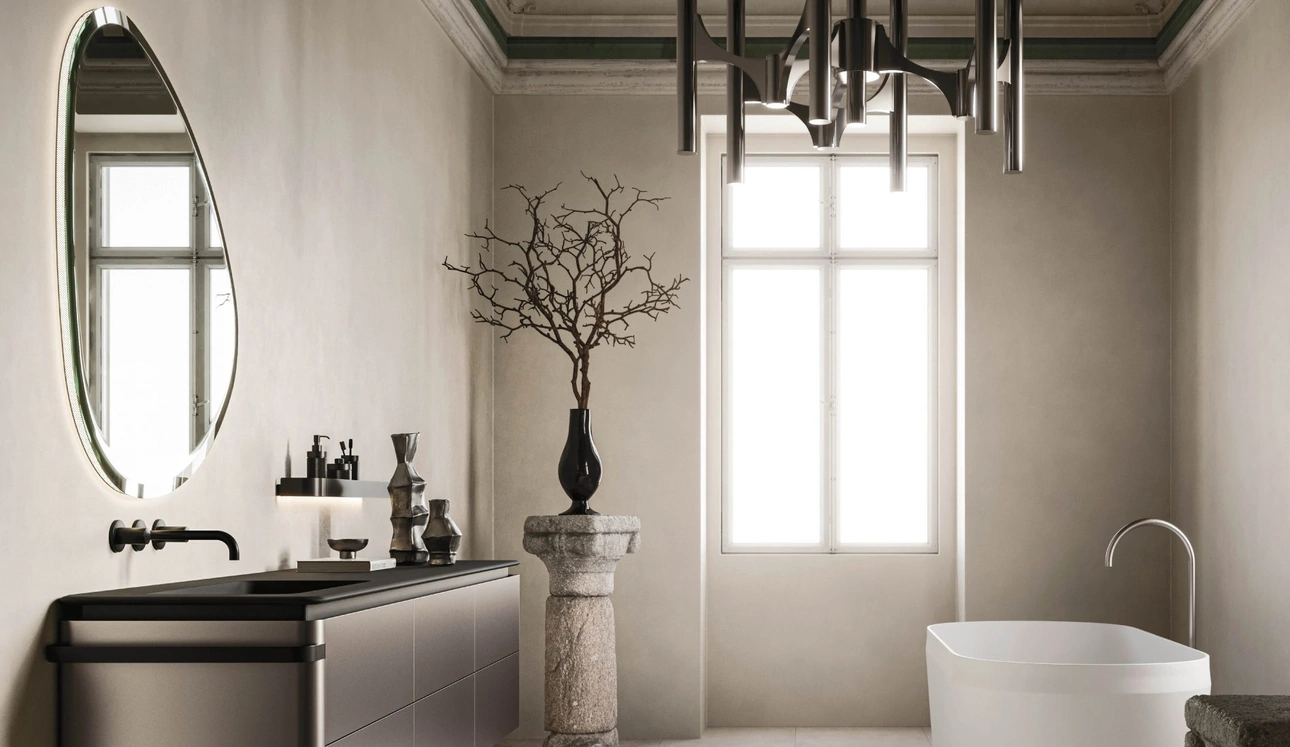 Mobile da Bagno sospeso Almond 09 in laccato Ghisa Metal di Arbi