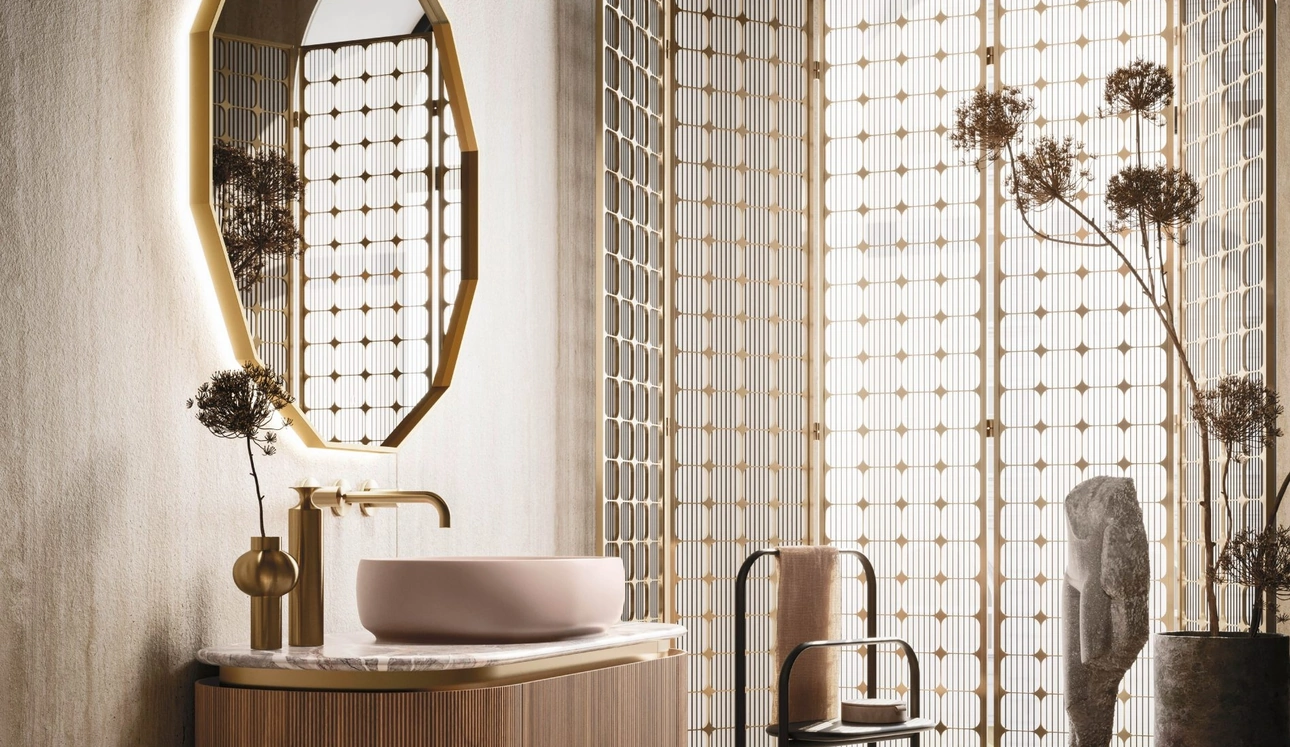 Mobile da Bagno sospeso Almond 10 in Groove Noce Canaletto di Arbi