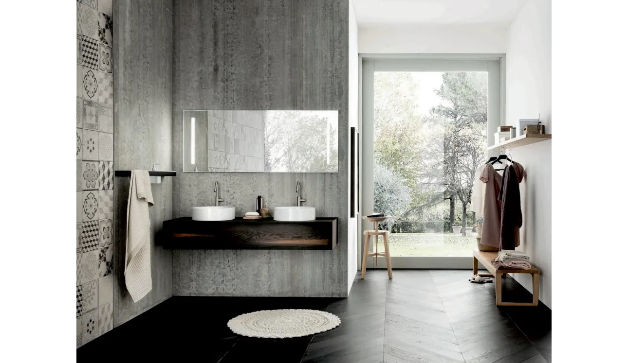 Mobile da Bagno sospeso con doppio lavabo Teddy 01 di Alta Corte
