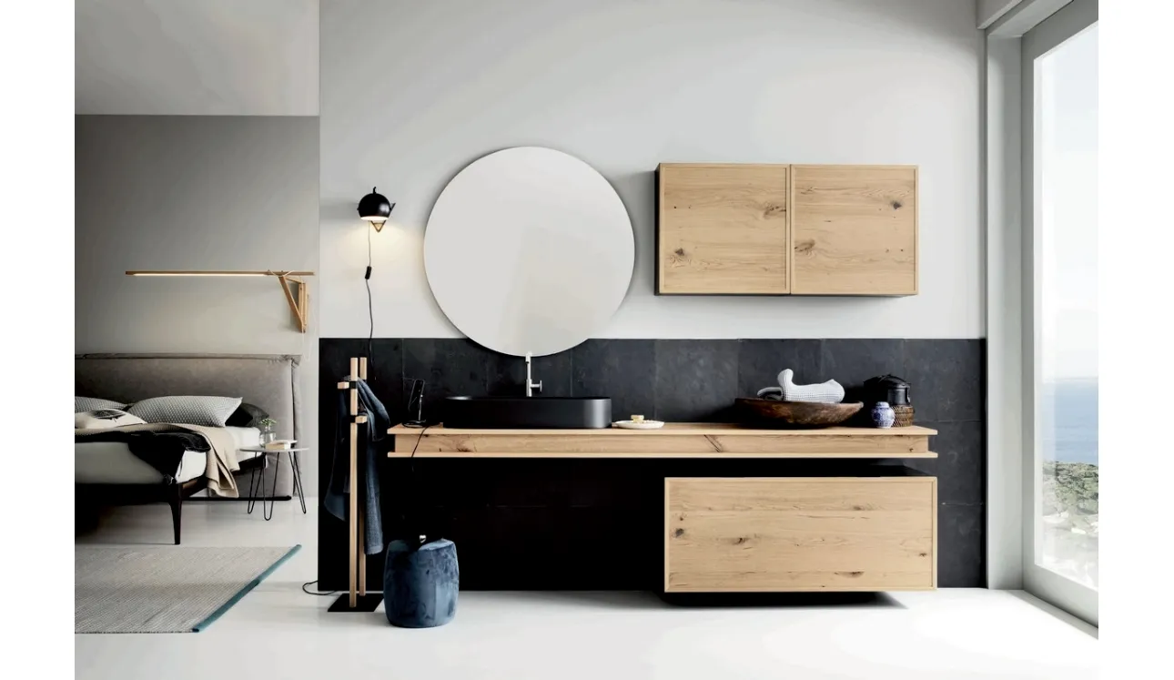 Mobile da Bagno sospeso di design in legno Teddy 02 di Alta Corte
