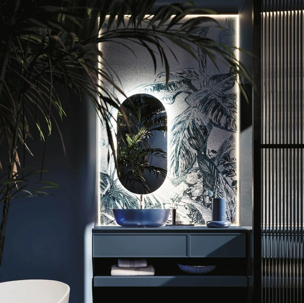 Mobile da Bagno sospeso Decor Blue Forest in laccato di Arbi