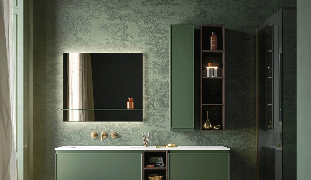 Mobile da Bagno sospeso Decor Green mood in laccato opaco di Arbi