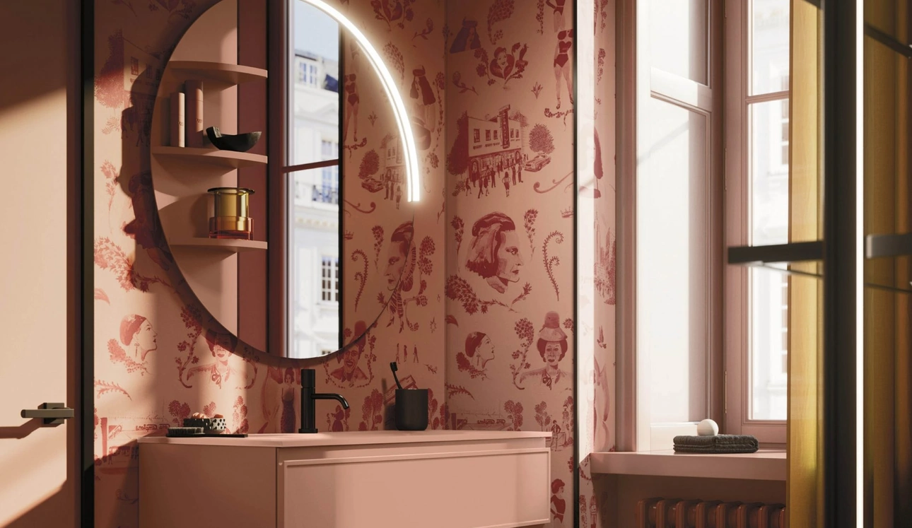 Mobile da Bagno sospeso Decor Pink palette in laccato di Arbi