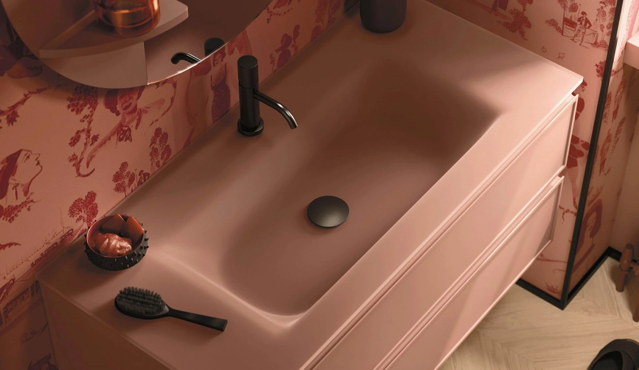 Mobile da Bagno sospeso Decor Pink palette in laccato di Arbi