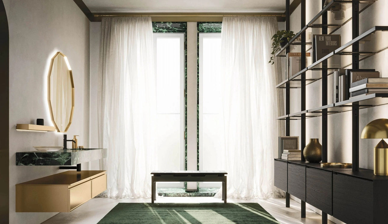 Mobile da Bagno sospeso Decor Precious gold in laccato di Arbi