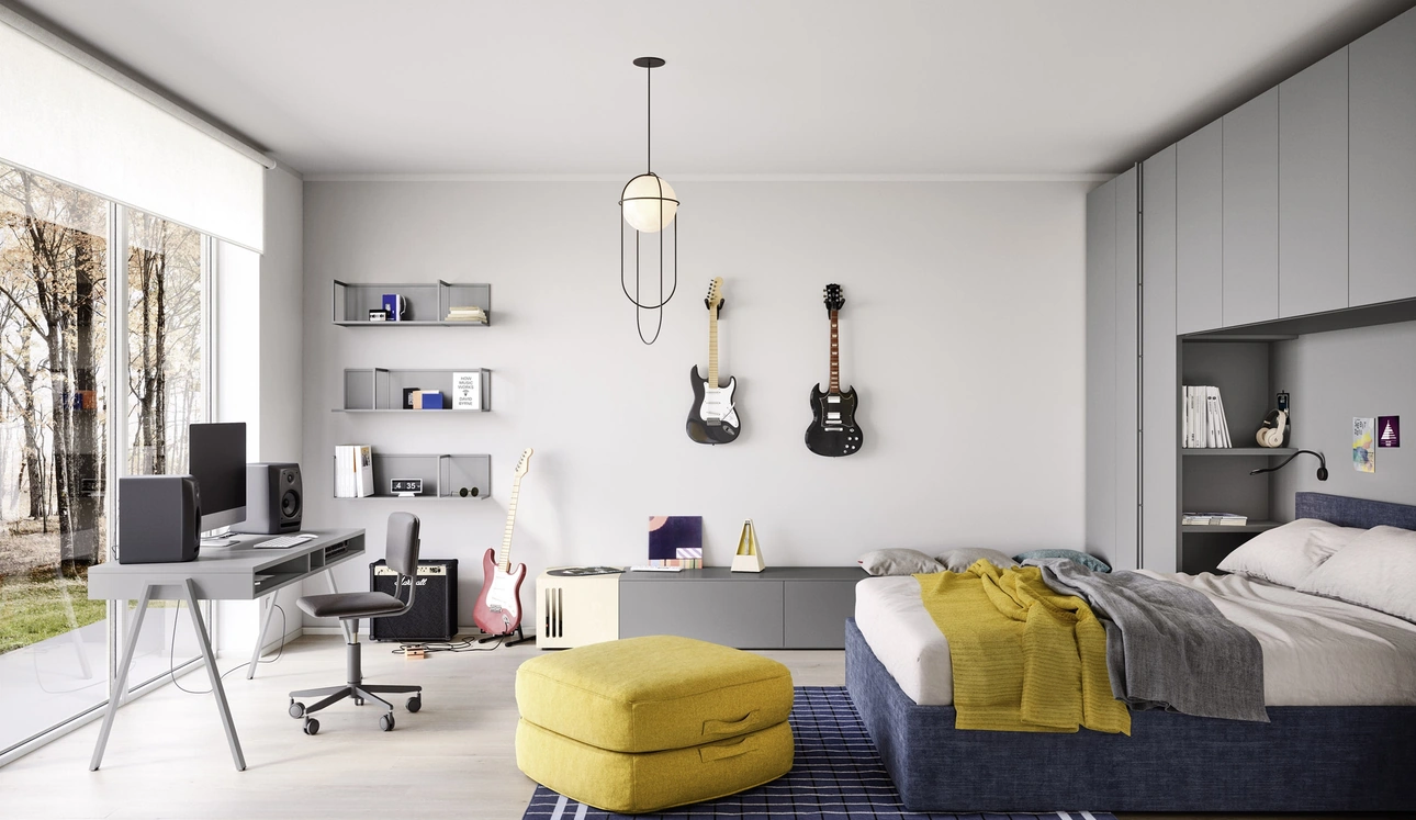 Cameretta a ponte con letto matrimoniale Arial di Nidi