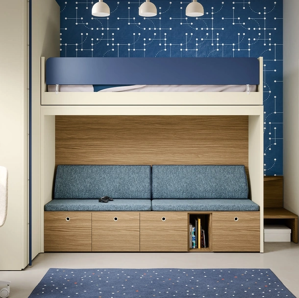 Cameretta con letti a castello Skid di Nidi