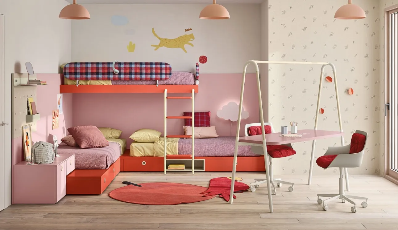 Cameretta con letto a castello Kids space 10 di Nidi