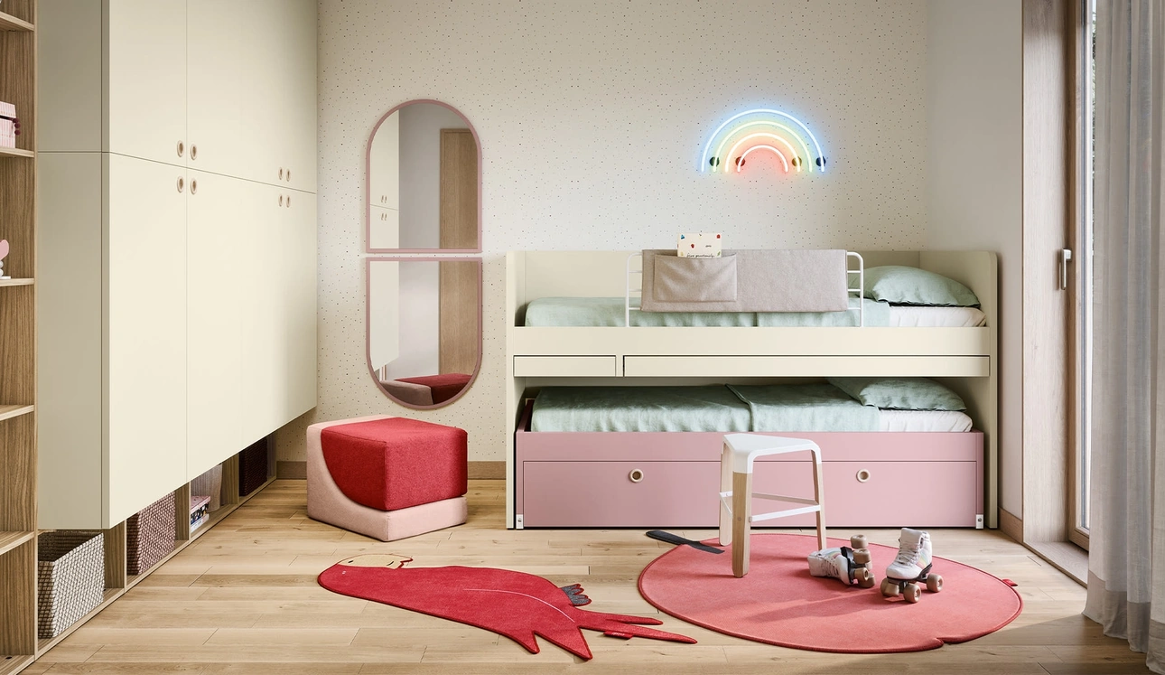 Cameretta Salvaspazio con Letti Rialzati di Nidi