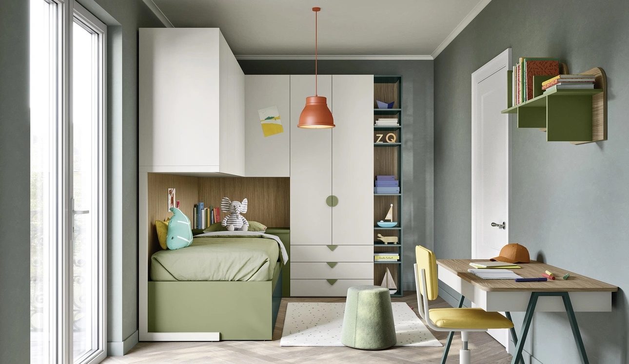 Cameretta a Soppalco con Letti Estraibili di Nidi